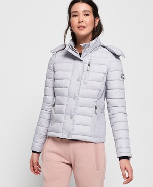 Superdry Fuji Slim Double Cipzár Hooded Női Kabát Szürke | ISWRC8956